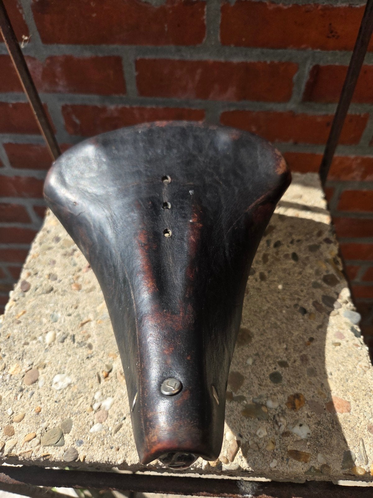 Vintage Leren Fietszadel met Veren - Gebruikt, Gebruikt, Leer, Ophalen of Verzenden, Zadel