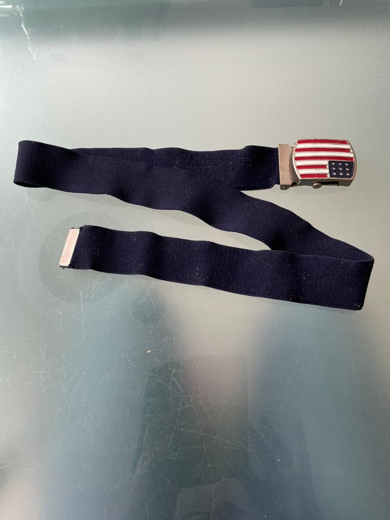 Donkerblauwe elastische riem met Amerikaanse vlag gesp, Overige kleuren, 3 tot 5 cm, Minder dan 80 cm, Tailleriem