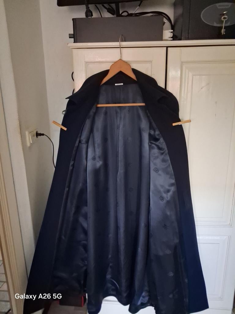 Wollen mantel donkerblauw L, Ophalen of Verzenden, Zo goed als nieuw, Blauw