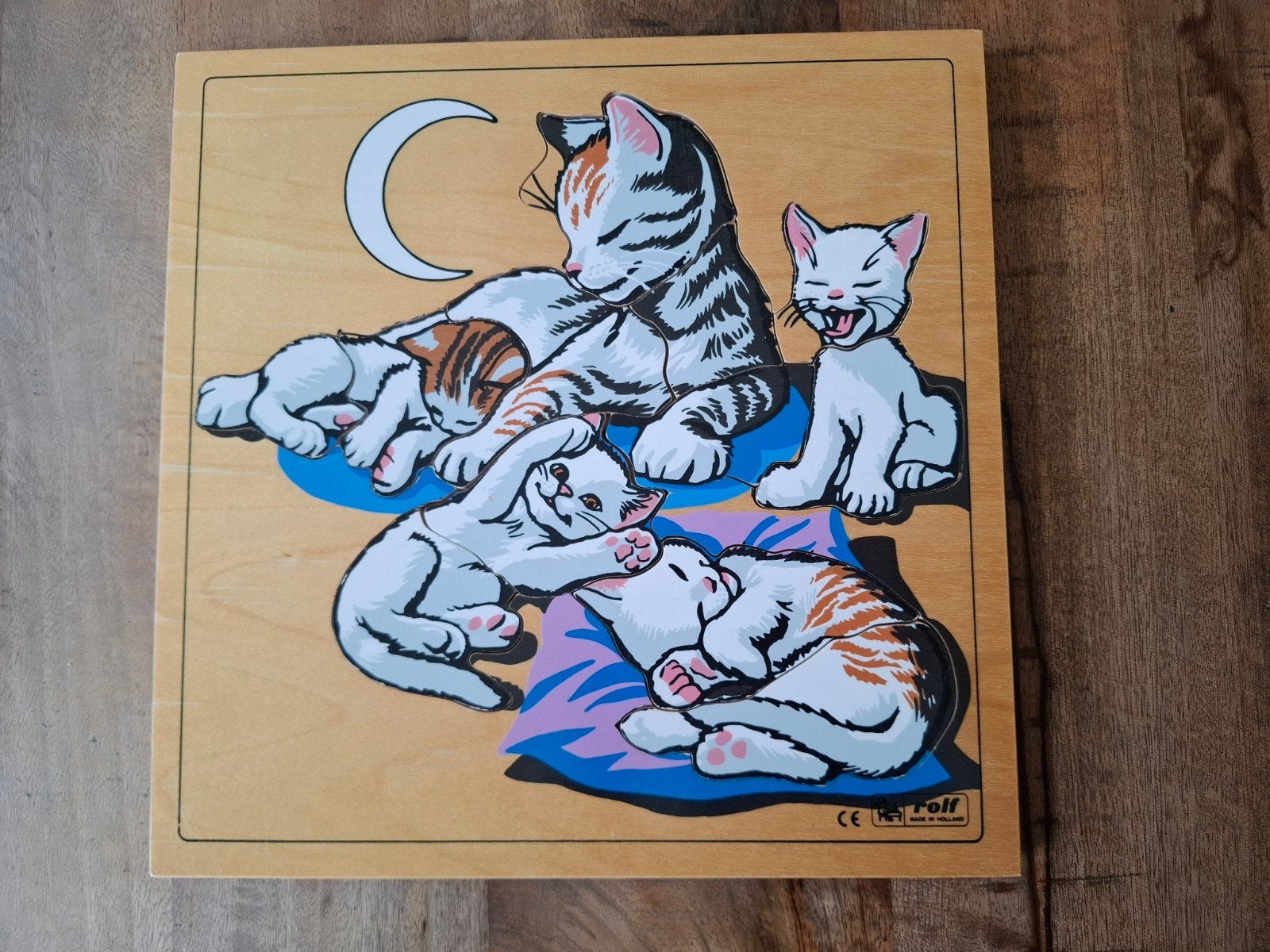 rolf puzzel hout. poezen, 2 tot 4 jaar, Gebruikt, 10 tot 50 stukjes, Ophalen of Verzenden