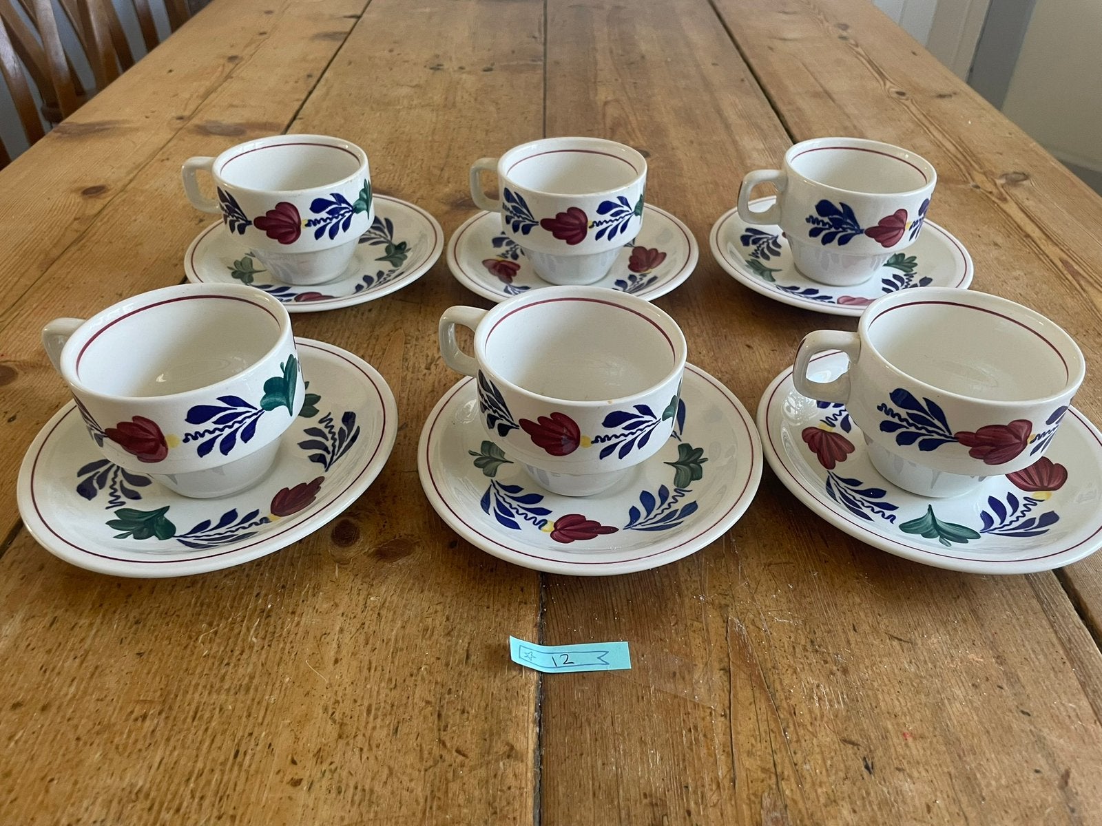 6 koffie/theekopjes Boerenbont, Ophalen of Verzenden, Zo goed als nieuw, Aardewerk, Overige typen