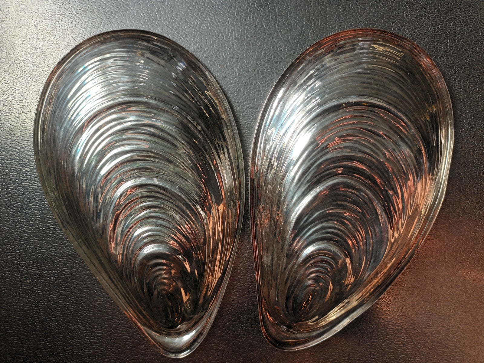 Oester mossel zeeschelp schaal zilver 925 2 stuks, Ophalen of Verzenden, Zilver