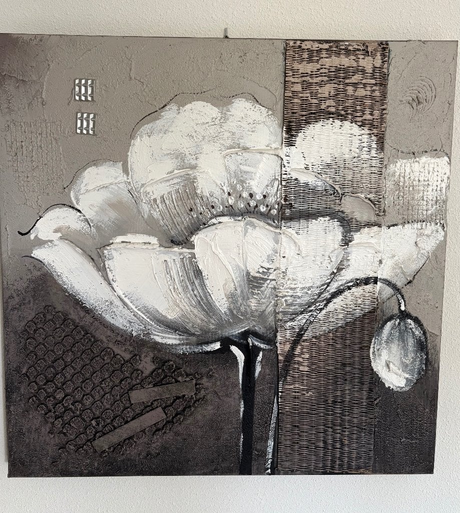 Set van 3 canvas schilderijen met bloemmotief, Ophalen, 50 – 75, Zo goed als nieuw, Schilderij