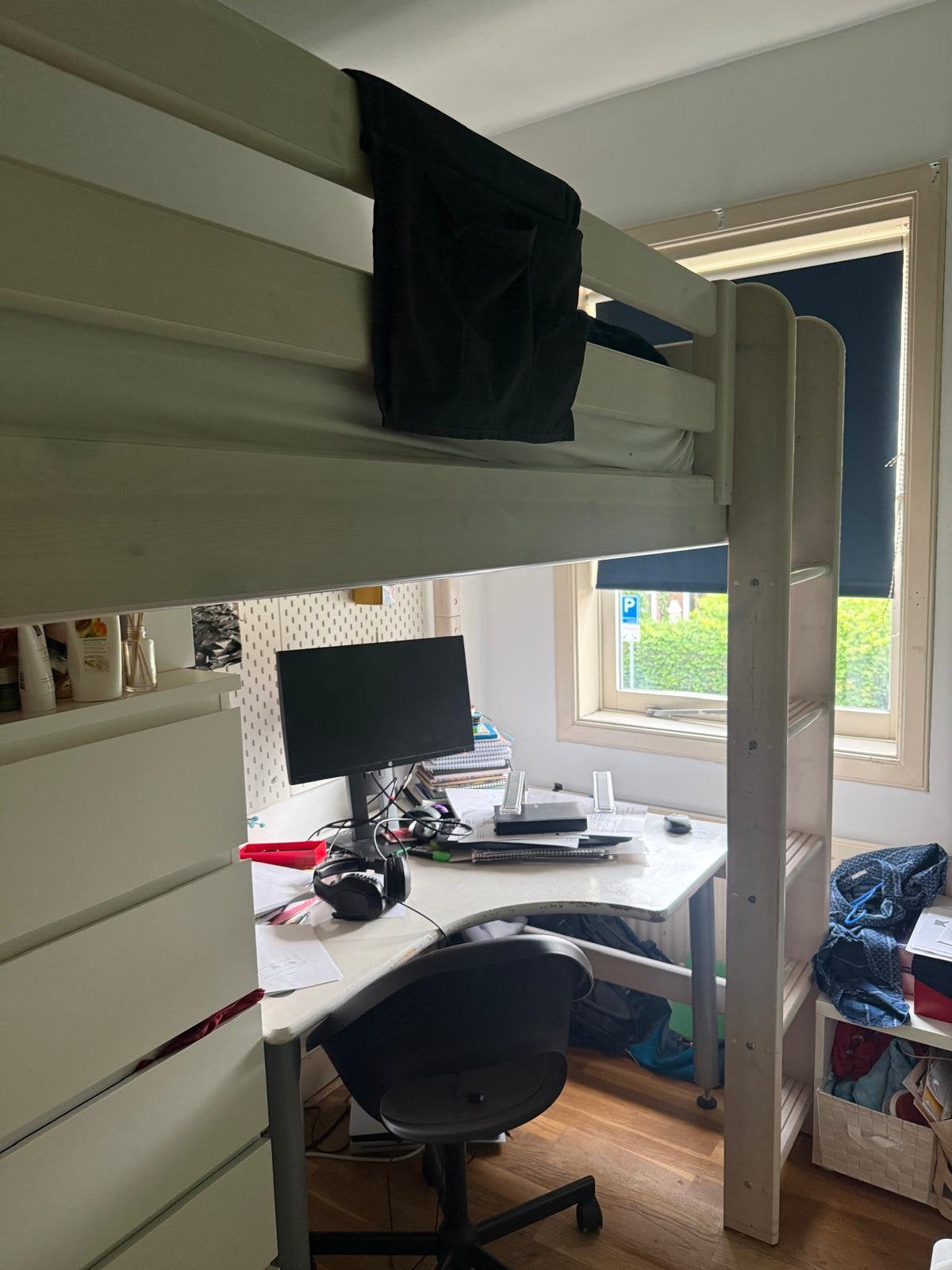 Flexa Classic bunkbed (Hoogslaper) met desk, Ophalen, Eenpersoons, Zo goed als nieuw, 200 cm