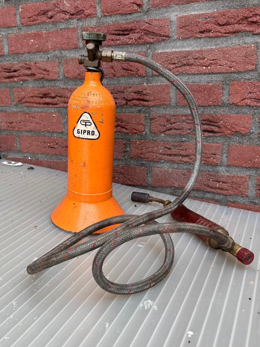 Te Koop Gipro gasfles met brander, Antiek en Kunst, Antiek | Gereedschap en Instrumenten, Ophalen