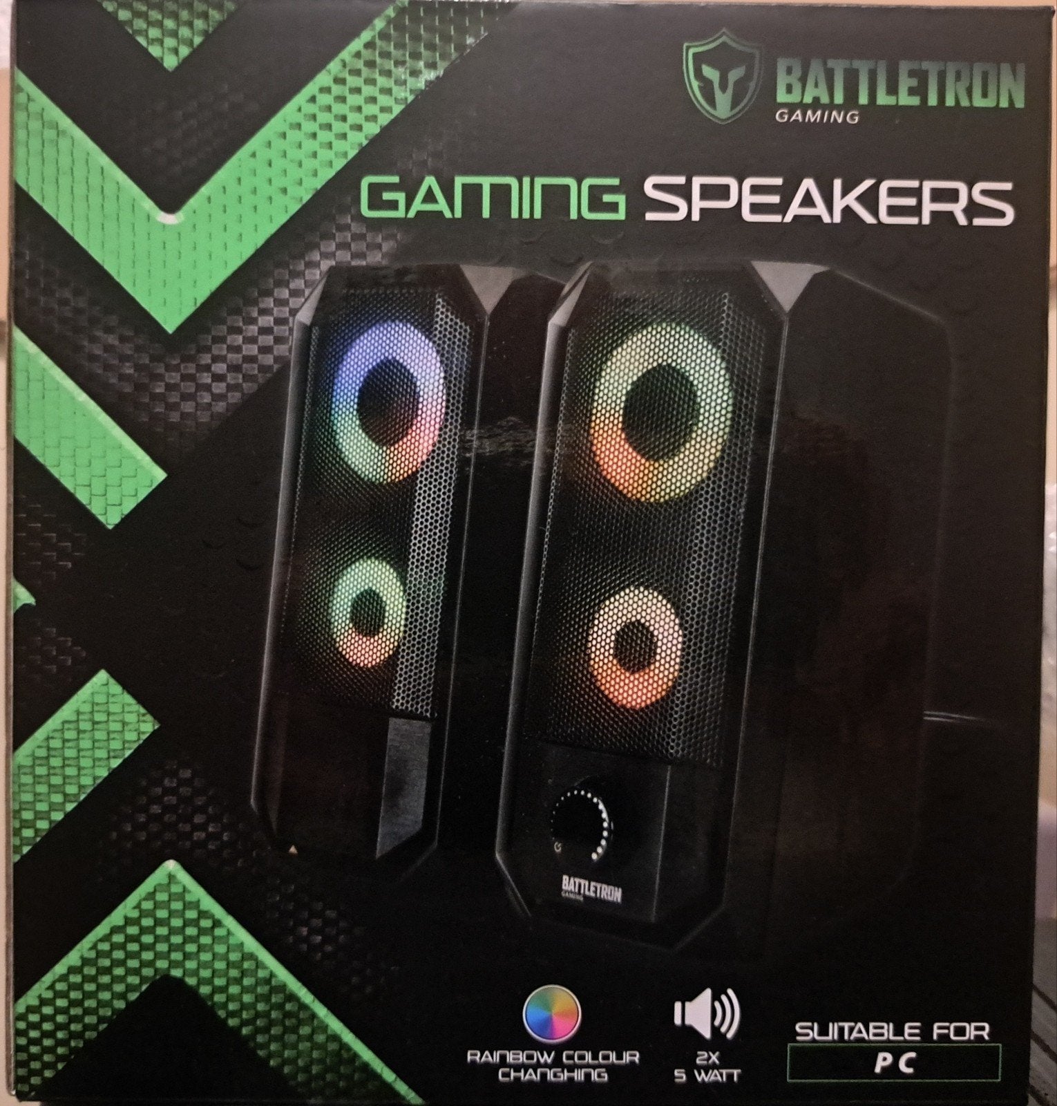 Battletron Gaming Speakers met RGB Verlichting, Ophalen of Verzenden, Nieuw, Audiokanaal 2, Battletron