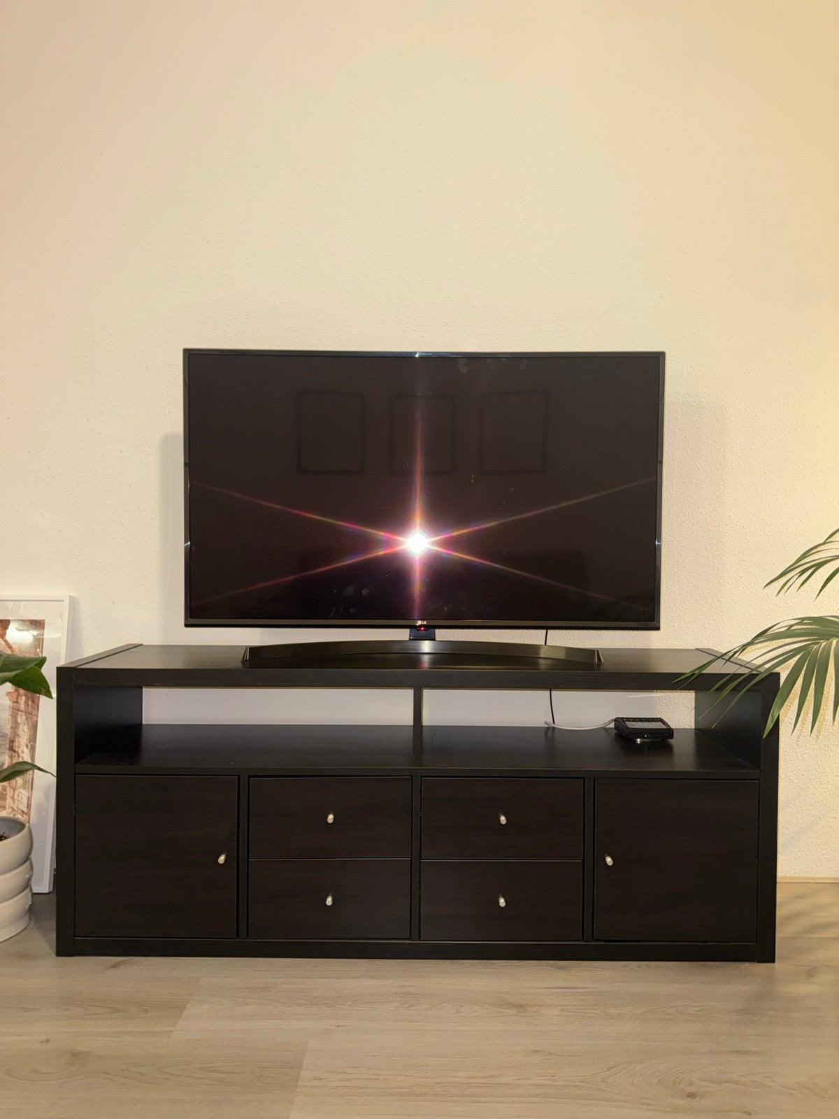 IKEA TV-kast - Zwart/Donkerbruin met lades en deuren, Ophalen, Gebruikt, 150 tot 200 cm, Minder dan 100 cm
