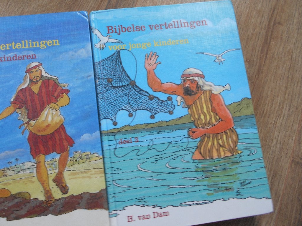 H. van Dam Deel 1 t/m 3 Bijbelse vertellingen voor jonge, Ophalen of Verzenden, Zo goed als nieuw, Christendom | Protestants