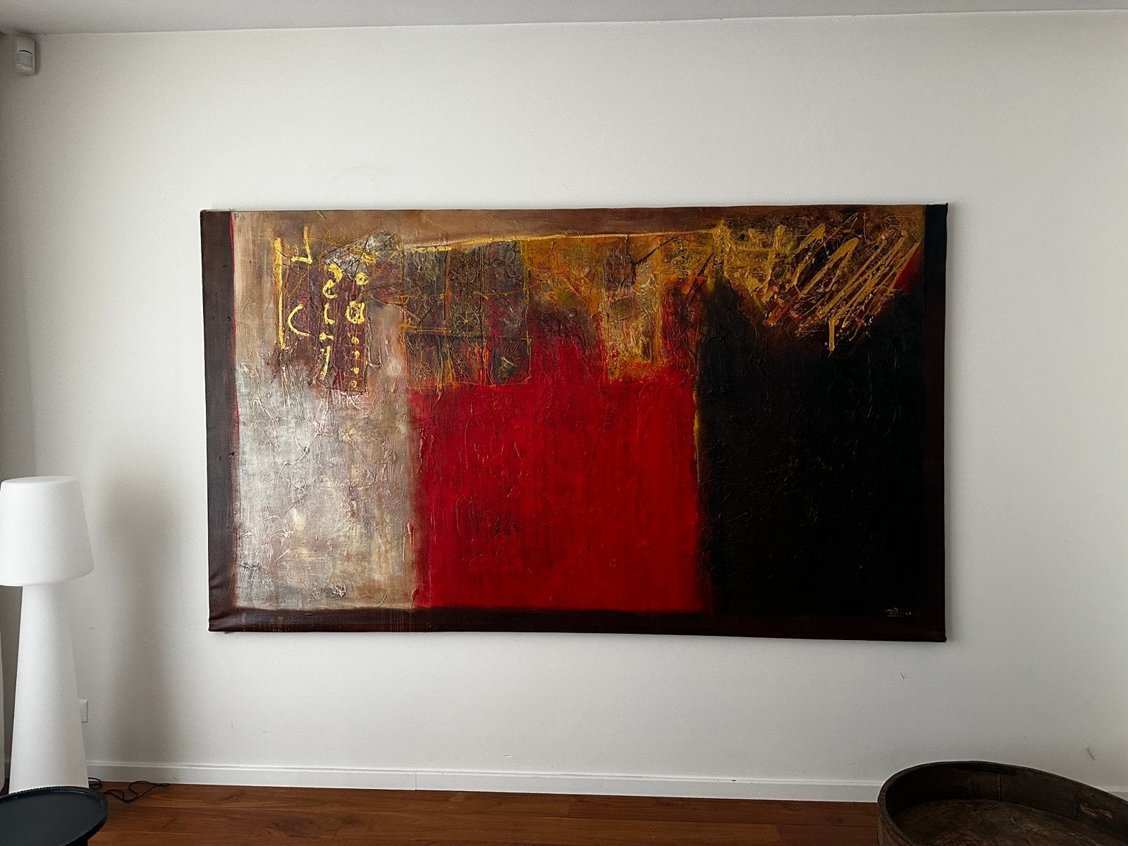 Zonder naam - groot werk 1,43 x 2,47 mtr, Antiek en Kunst, Kunst | Schilderijen | Abstract, Ophalen