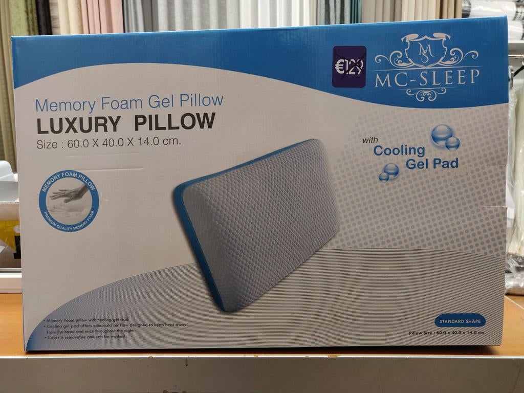 MC-SLEEP Memory Foam Gel Kussen - Luxe verkoelend wit blauw, Eenpersoons, Wit, Nieuw, Ophalen of Verzenden
