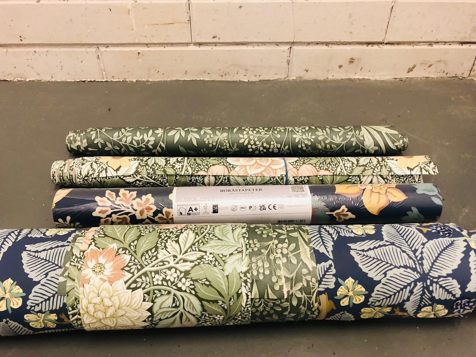 Nieuwe rol behang Borastapeter, William Morris, Scandinavisch, Bloemen, Groen, Ophalen of Verzenden