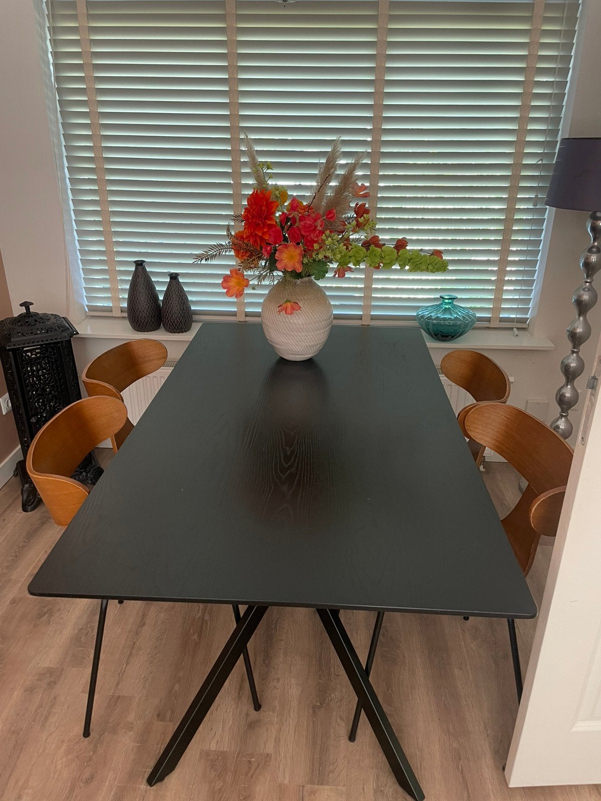 Eettafel + 4 stoelen, Ophalen, Zo goed als nieuw, Rechthoekig, 50 tot 100 cm