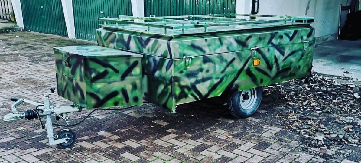 Stevige aanhangwagen met camouflageprint, Ophalen, Gebruikt, Overige typen