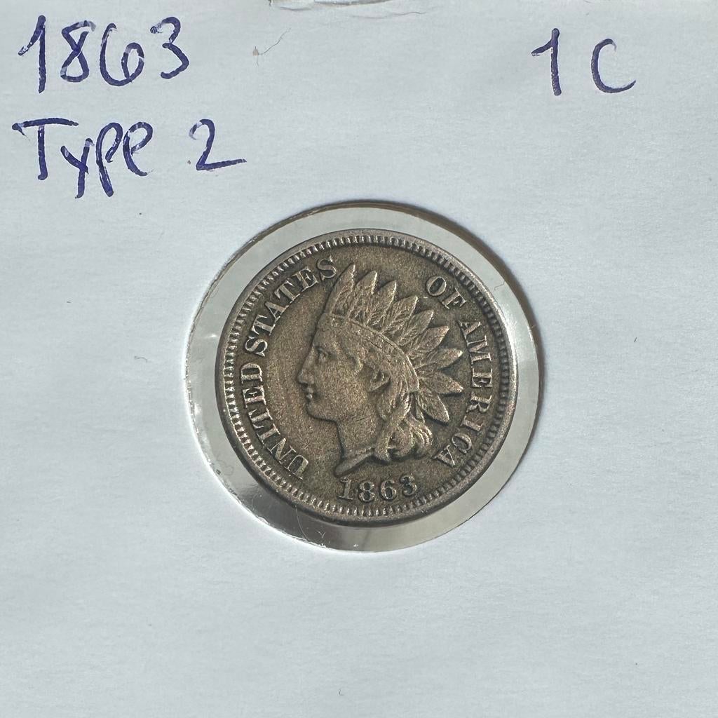 USA 1863 Indian Head Cent, Postzegels en Munten, Munten | Amerika, Ophalen of Verzenden, Noord-Amerika