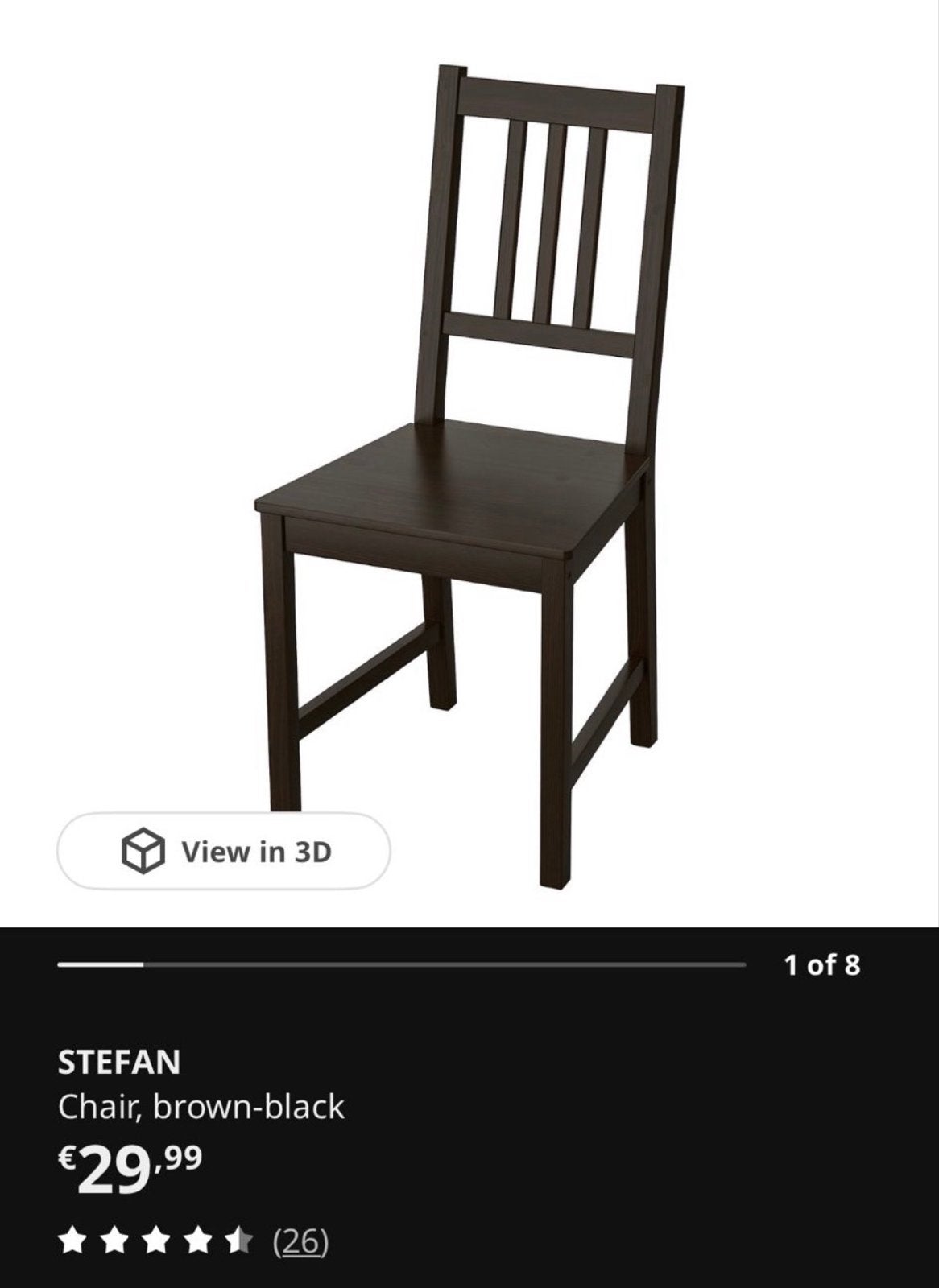 2x IKEA STEFAN Stoelen, bruin-zwart, Huis en Inrichting, Stoelen, Ophalen, Gebruikt, Twee, Bruin