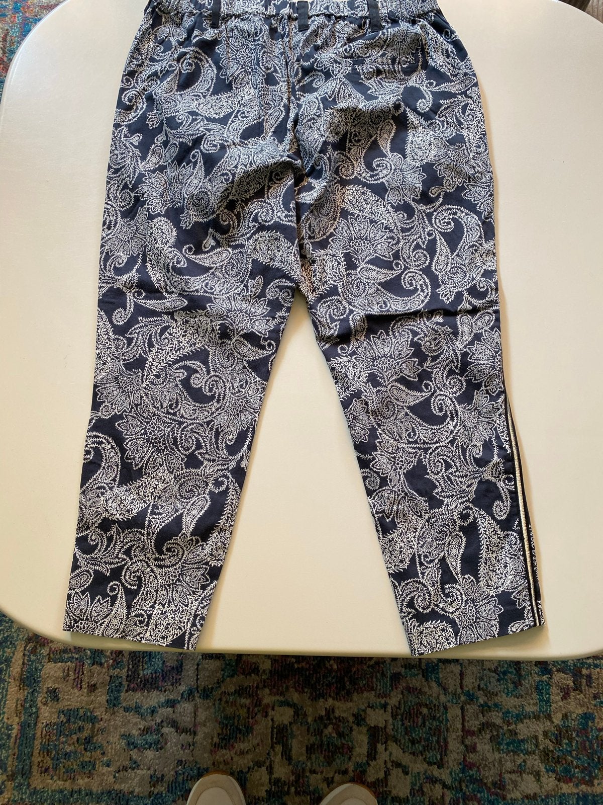 Zoey Paisley Broek met Gouden Bies - Maat M, Zwart, Maat 46/48 (XL) of groter, Ophalen of Verzenden, Zo goed als nieuw