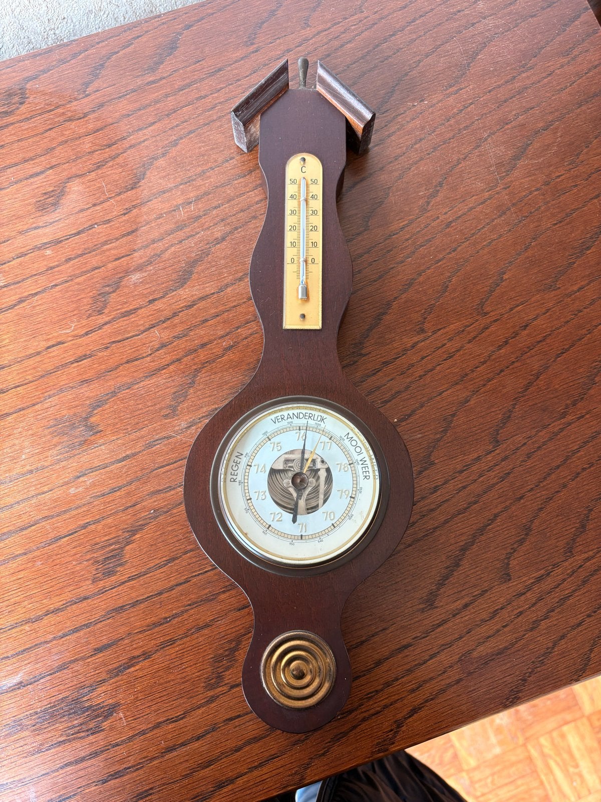Vintage Banjo Weerstation - Barometer, Thermometer, Ophalen of Verzenden, Gebruikt, Weerstation
