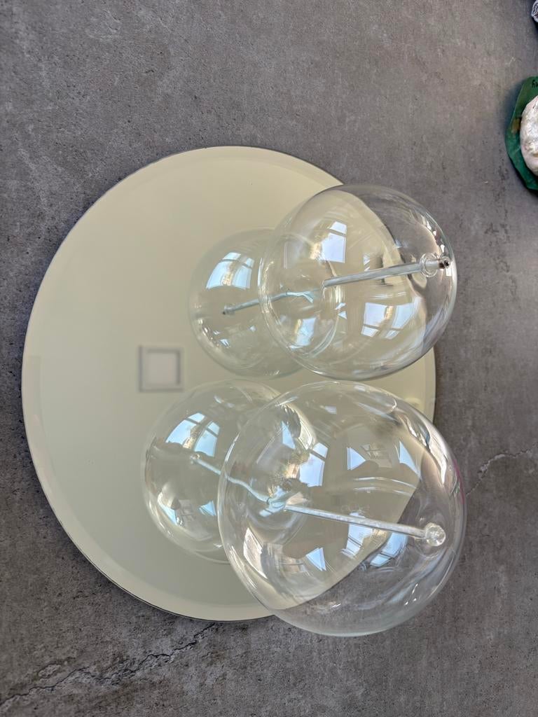 Set van 2 olielampen met spiegel onderzetter, Huis en Inrichting, Woonaccessoires | Kandelaars en Kaarsen, Zo goed als nieuw, Kaars