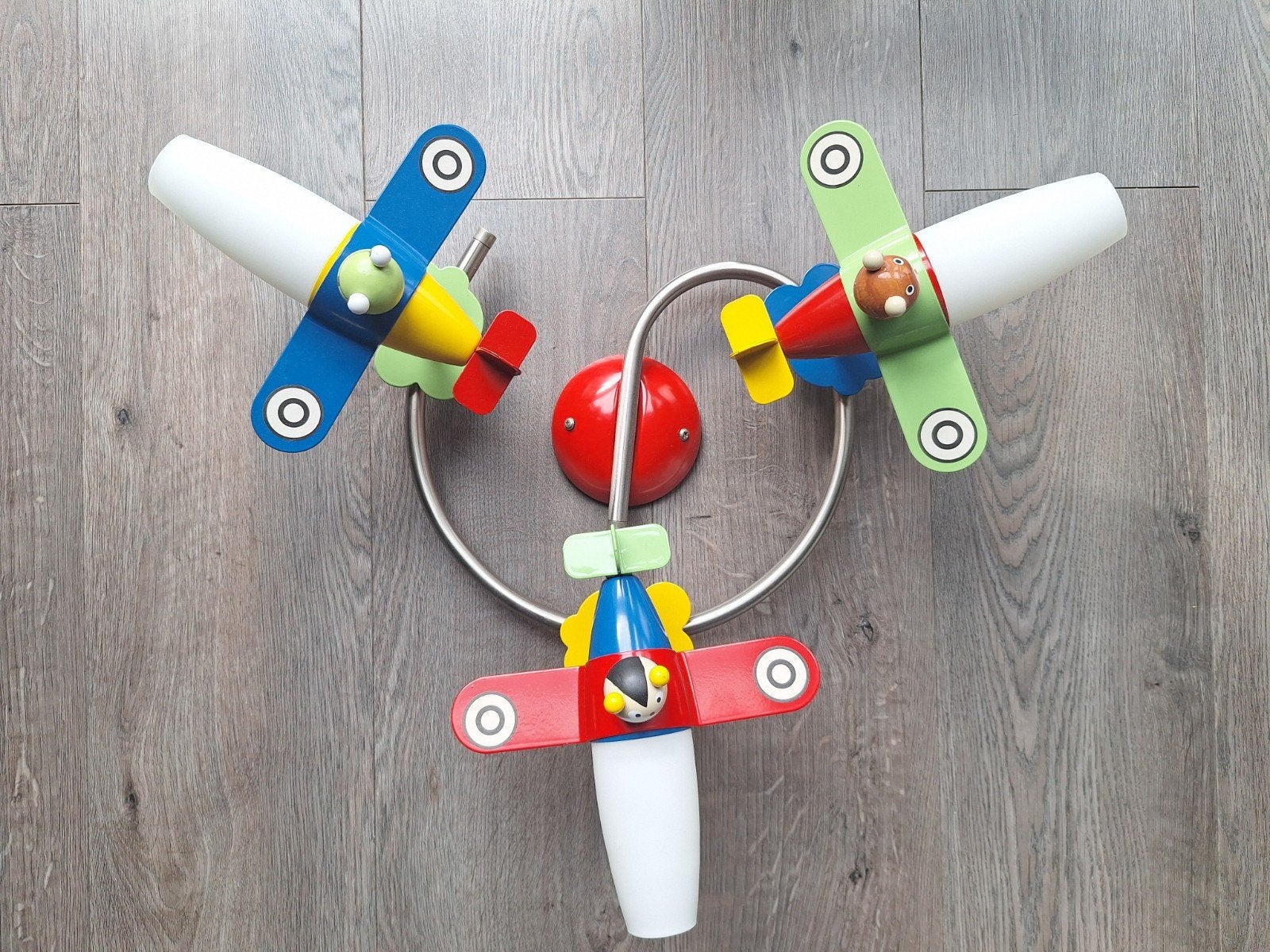EGLO Kinderkamer Plafondlamp Vliegtuigjes - 3x E14, Meerkleurig, Ophalen, Zo goed als nieuw, Lamp