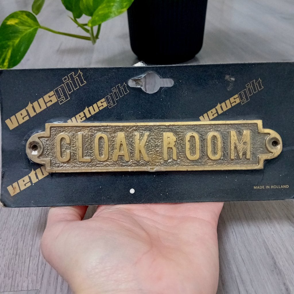 cloak room deurbord massief messing, Antiek en Kunst, Verzenden