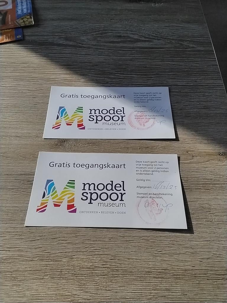 Toegangskaarten modelspoor museum Sneek voor 4 personen, Tickets en Kaartjes, Twee personen, Overige soorten