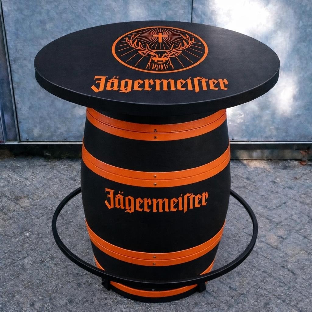 Unieke full colour JÄGERMEISTER wijnvat statafel, Ophalen of Verzenden, Nieuw, Overige typen