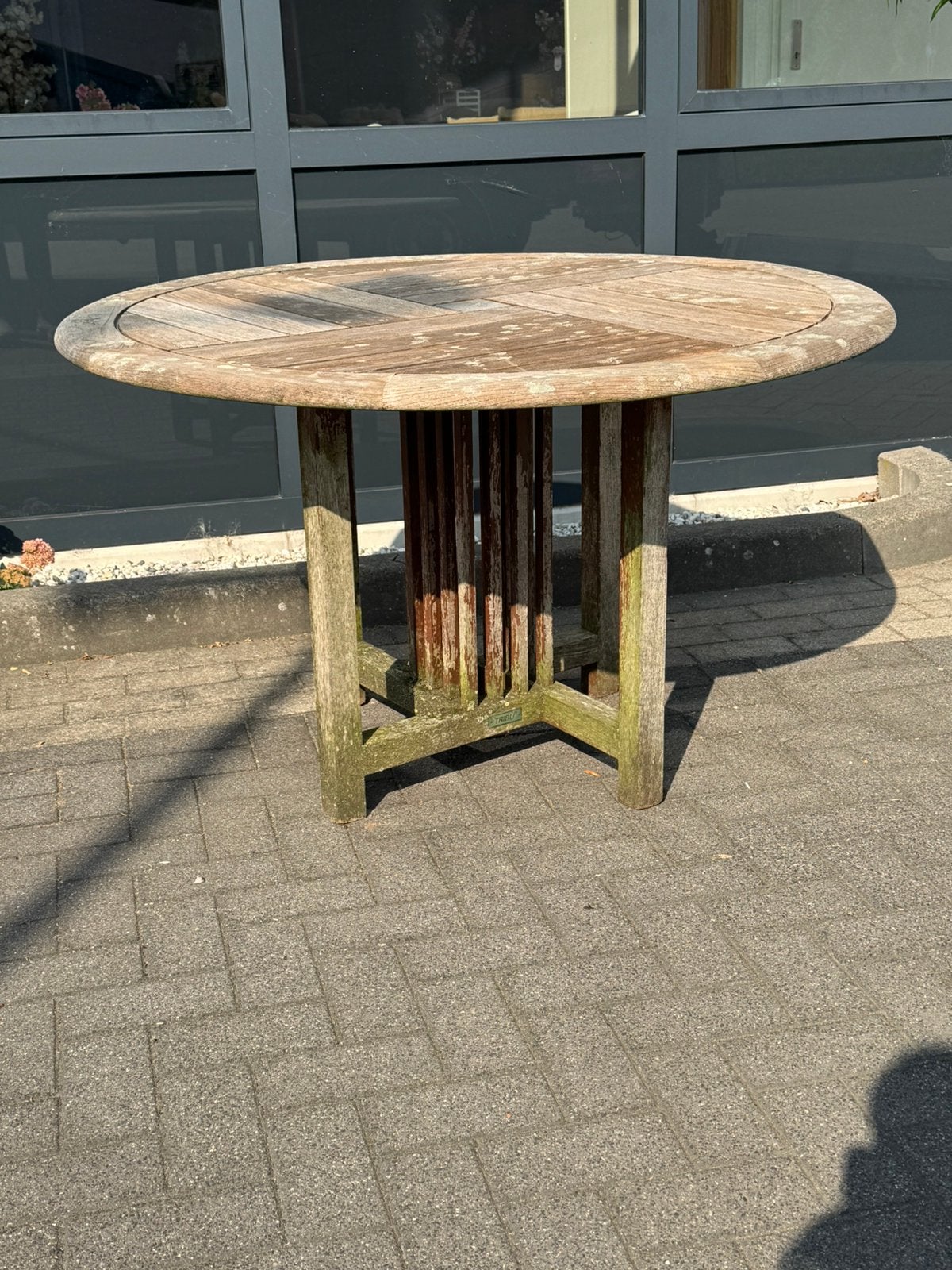 Tribu tuintafel 120 cm rond teak hout, Tuin en Terras, Ophalen, Zo goed als nieuw, Rond, Hout