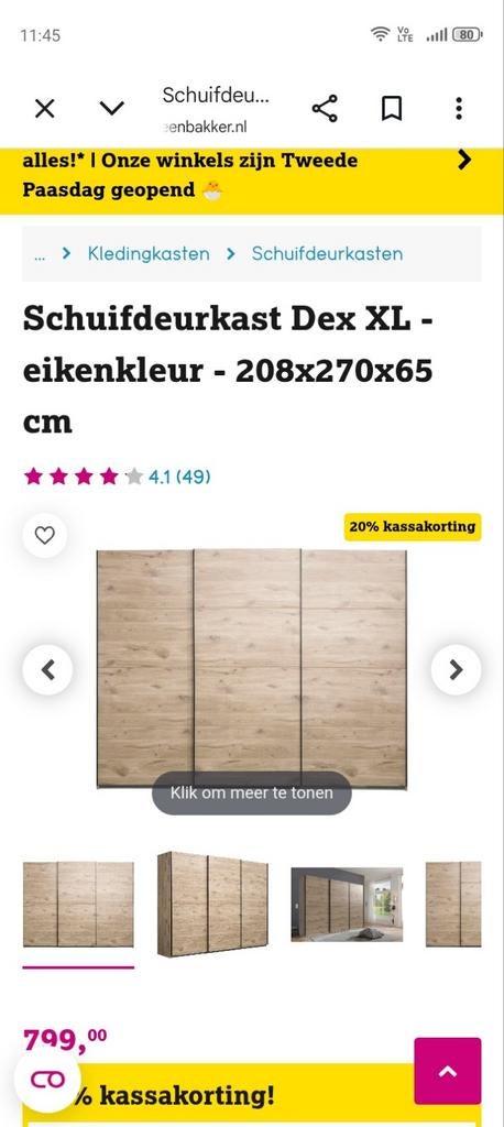 Schuifdeur kast Dex XL, Huis en Inrichting, Kasten | Kledingkasten, Ophalen, 200 cm of meer, Met plank(en), Nieuw