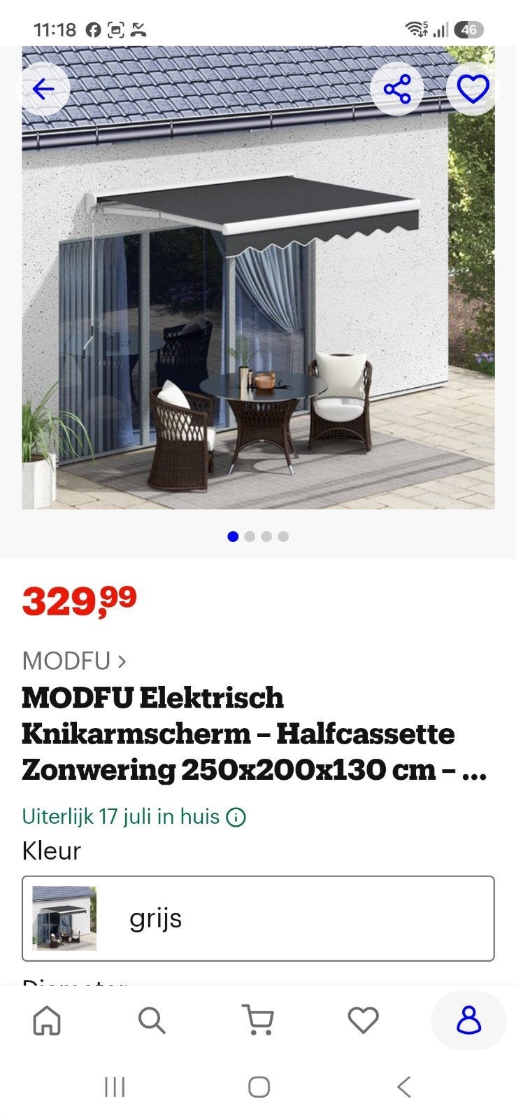MODFU Elektrisch Knikarmscherm - Verstelbare Hellingshoek, Ophalen of Verzenden