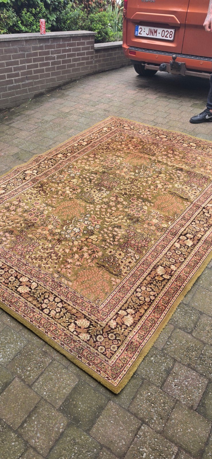 prachtig groot vintage Perzisch tapijt 240x170 groen!, Perzisch, 150 tot 200 cm, 200 cm of meer, Ophalen of Verzenden