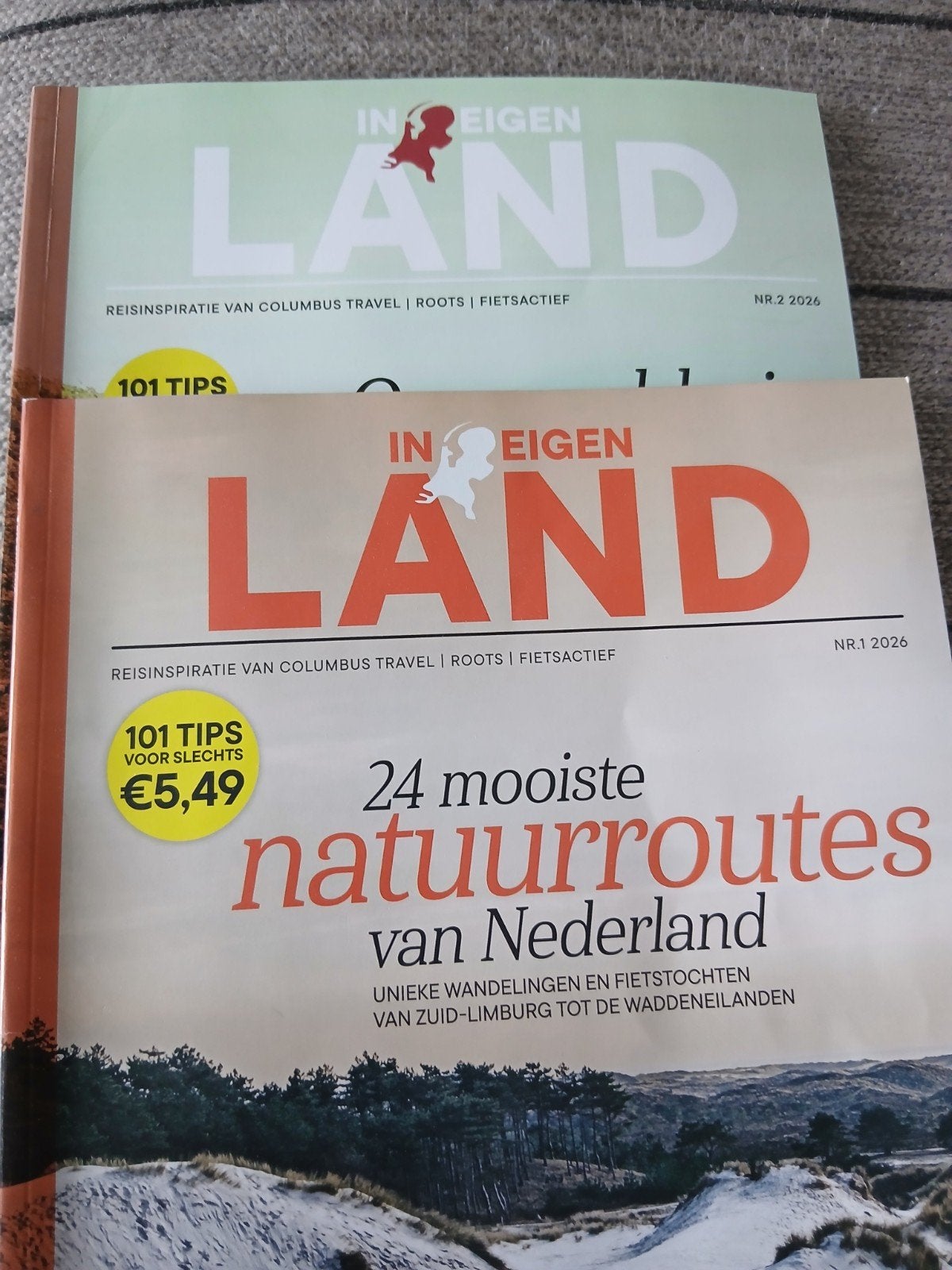 In Eigen Land 2026 - Reisinspiratie (2 nummers), Ophalen of Verzenden, Zo goed als nieuw, Sport en Vrije tijd