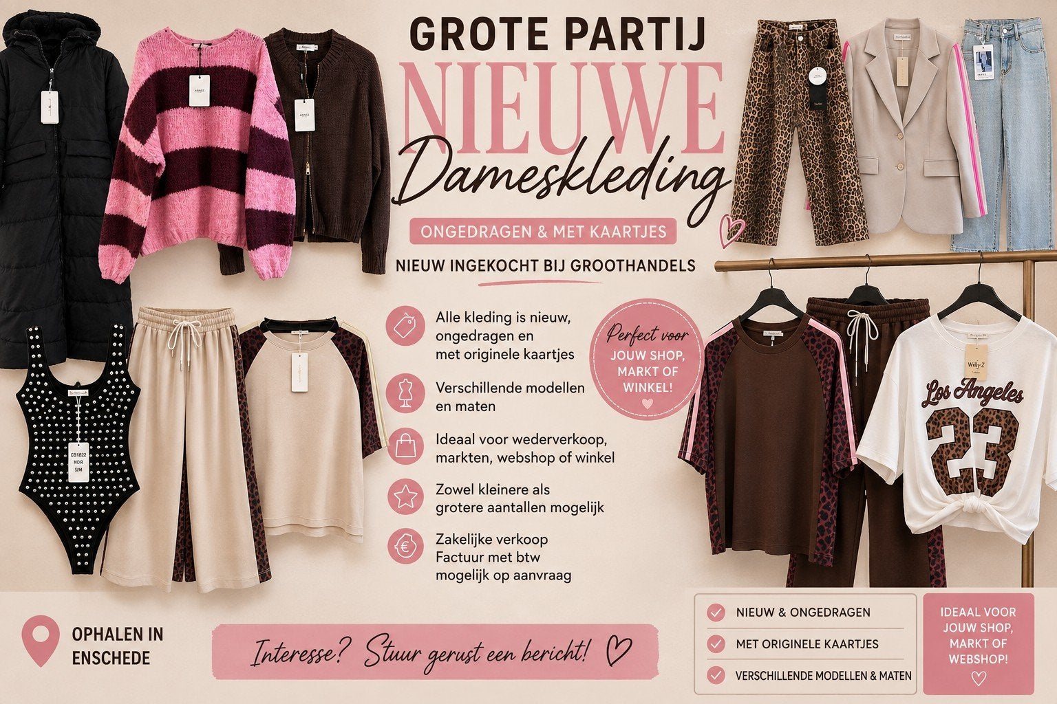 GROTE PARTIJ NIEUWE DAMESKLEDING & ACCESSOIRES, Ophalen, Meerkleurig, Nieuw, Lange mouw