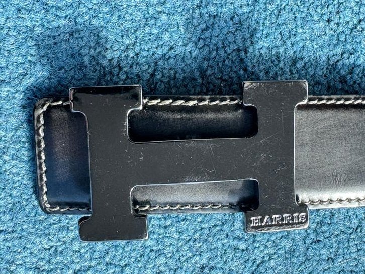 NIEUW Harris Firenze riem H-logo Leer Zwart/Grijs 105-120 cm, 100 cm of meer, Verzenden, Zo goed als nieuw, Echt leder