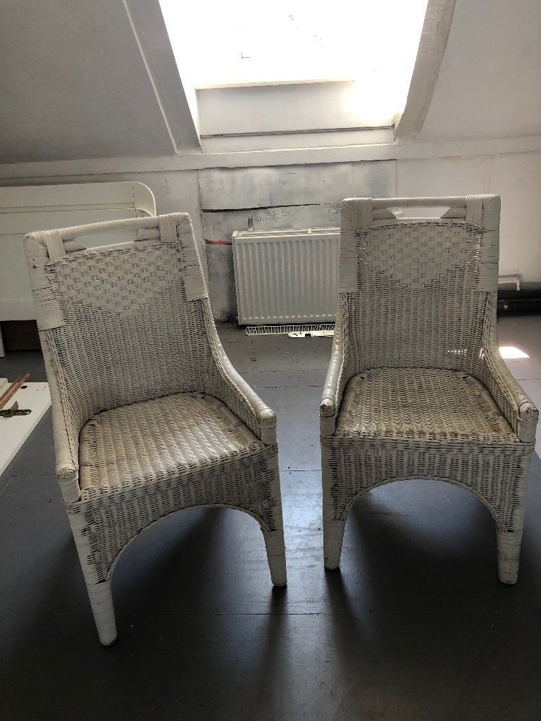 rieten stoelen, Huis en Inrichting, Stoelen, Ophalen, Twee, Wit, Riet of Rotan