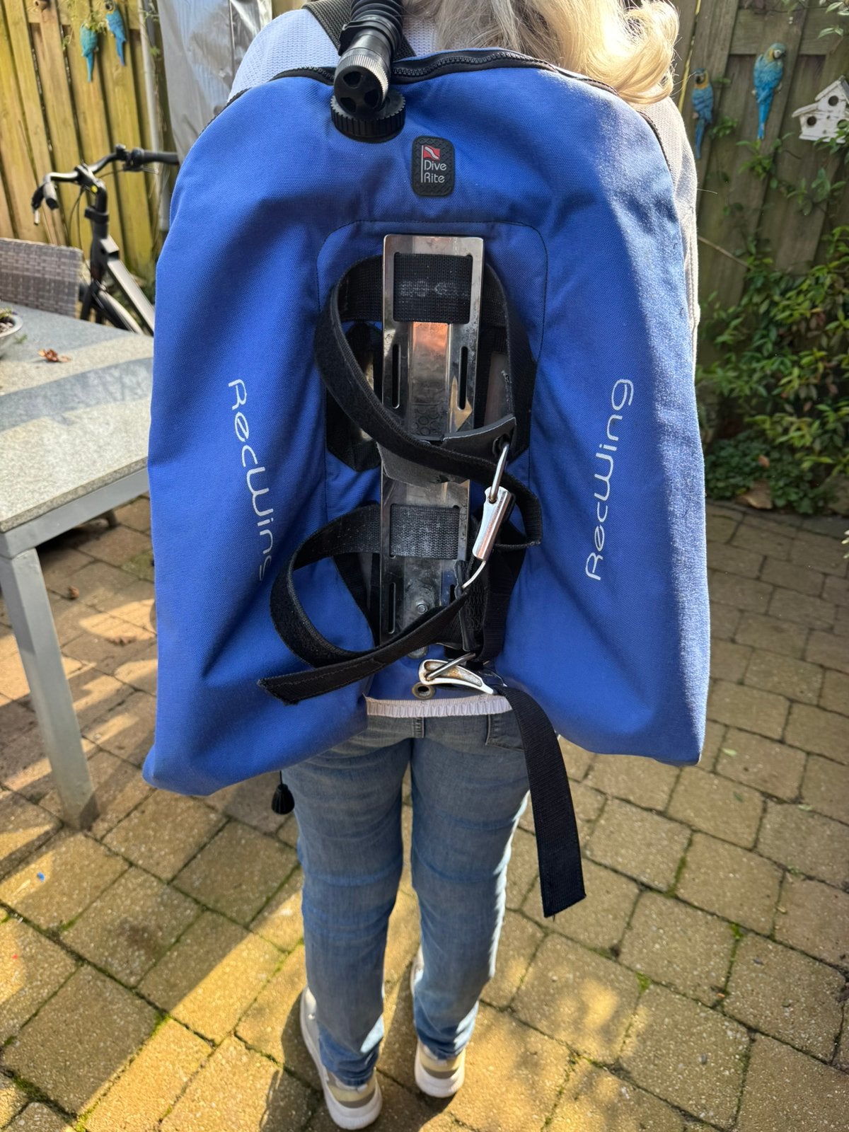 Dive Rite rec wing blauw RVS Backplate, Ophalen of Verzenden, Gebruikt, Trimvest of Wing