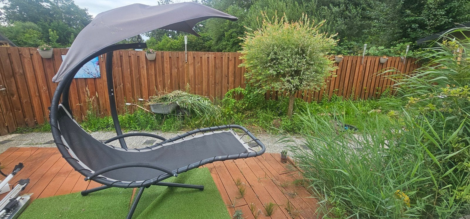 Comfortabel hang ligbed met zonnescherm, Ophalen, Gebruikt, Met standaard, Eenpersoons