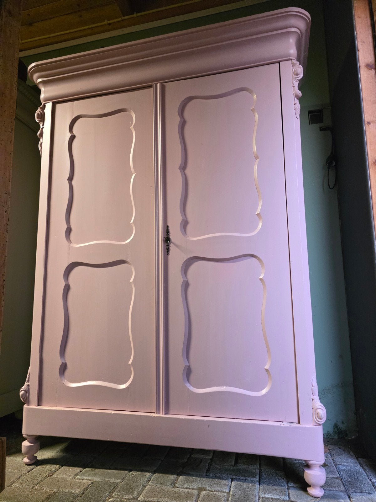 Roze biedermeier kledingkast DEMONTABEL  meidenkast bez moge, 50 tot 70 cm, Nieuw, 105 cm of meer, Ophalen of Verzenden