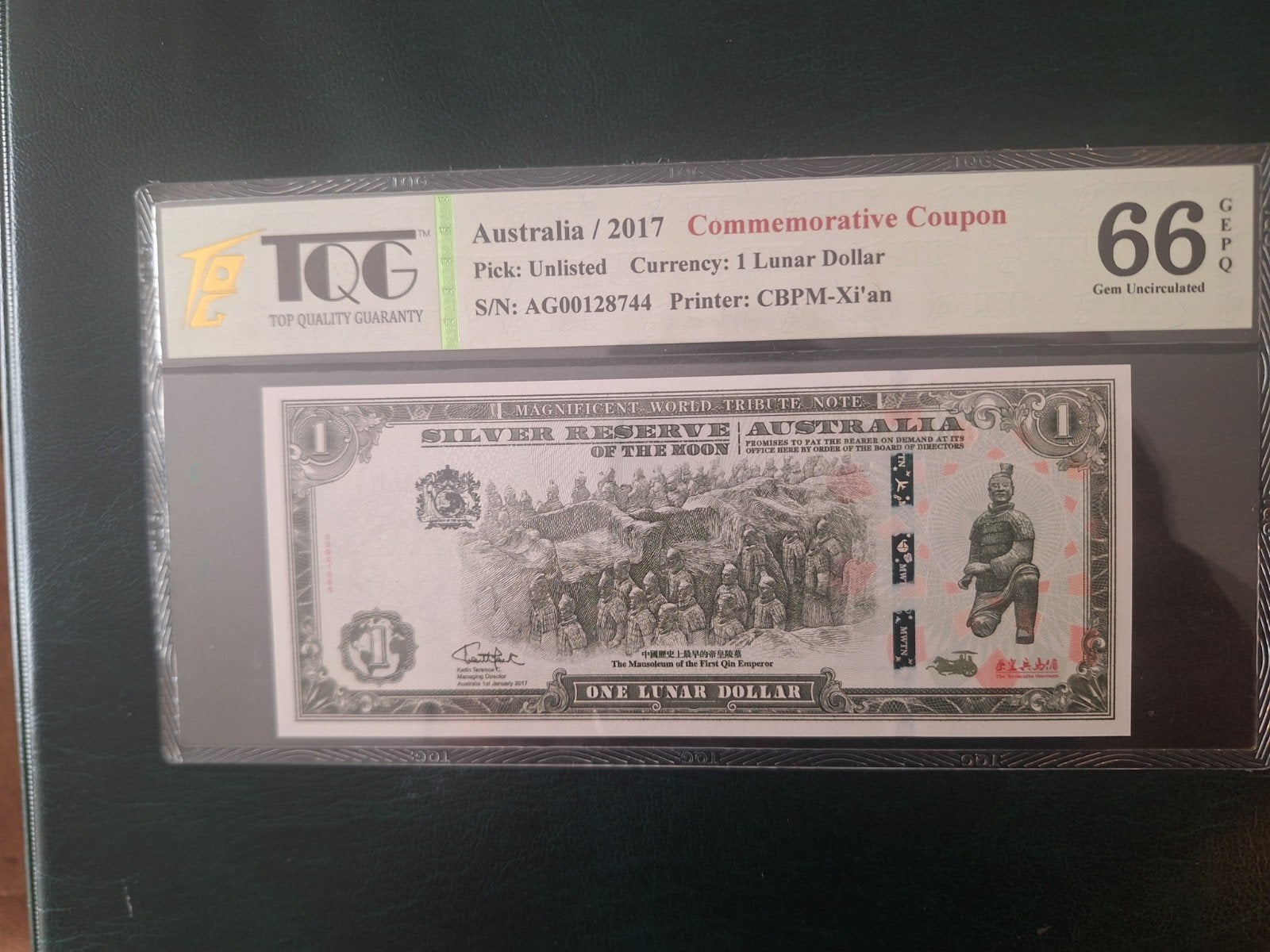 Australië 1 Lunar Dollar 2017 TQG 66 - Zeldzaam Biljet, Ophalen of Verzenden, Los biljet