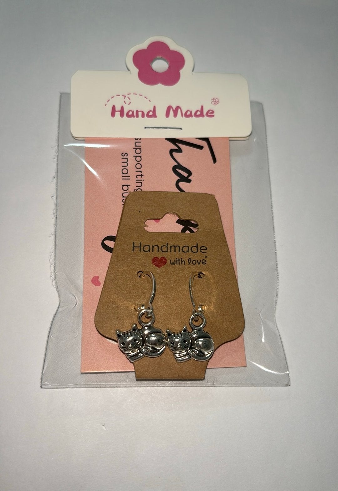 Oorbellen kat zilver, Overige materialen, Hangers, Nieuw, Ophalen of Verzenden