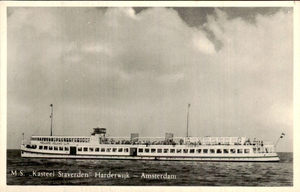 Harderwijk - M.S. Kasteel Staverden - Amsterdam, Ophalen of Verzenden, 1920 tot 1940, Ongelopen, Gelderland