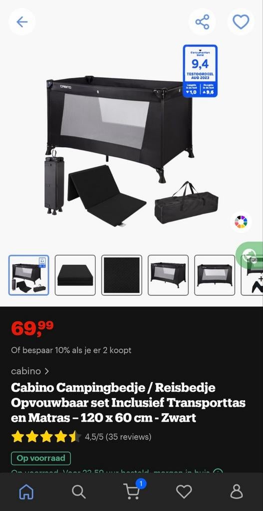 Campingbed, Kinderen en Baby's, Ophalen of Verzenden, Zo goed als nieuw, Reisbedje