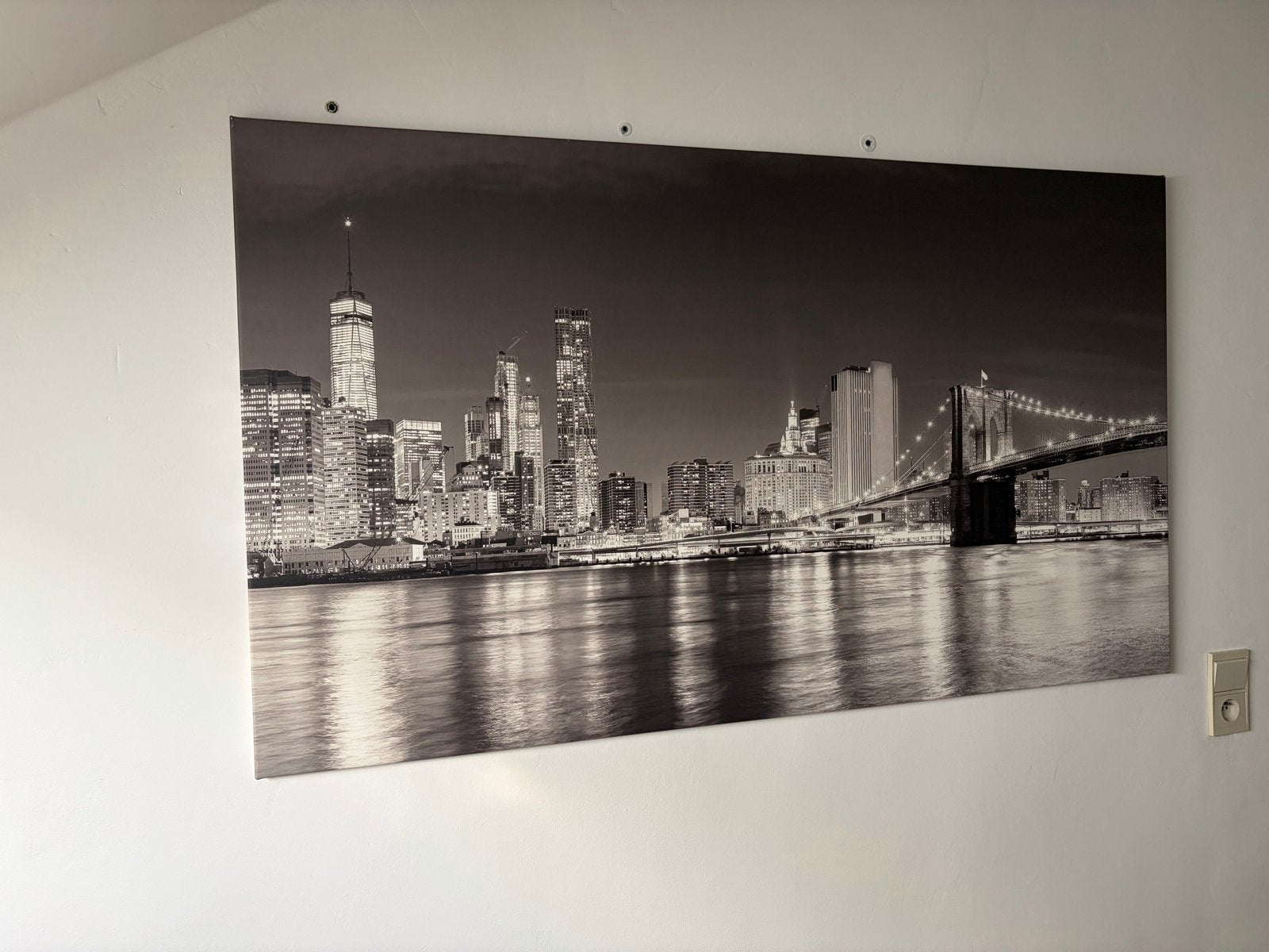 New York City Skyline Canvas Zwart-Wit, Ophalen, 100 tot 125 cm, 75 – 100, Print