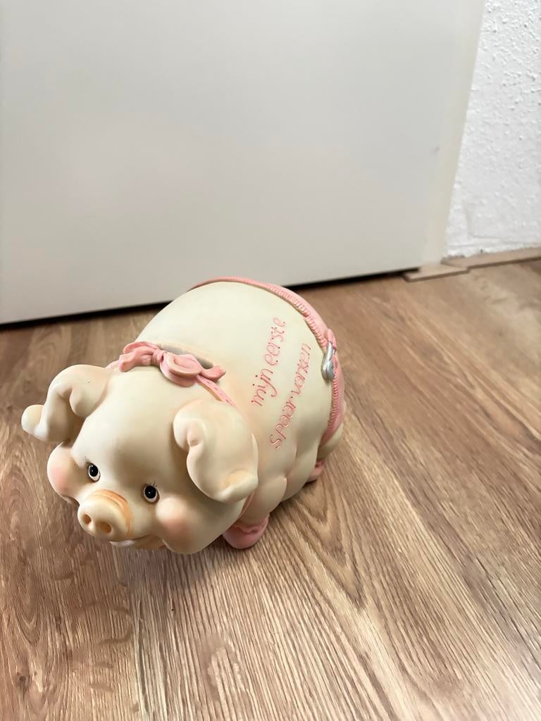 Mijn Eerste Spaarvarken - Roze, Verzamelen, Spaarpotten, Zo goed als nieuw, Dier, Steen, Aardewerk of Keramiek, Ophalen