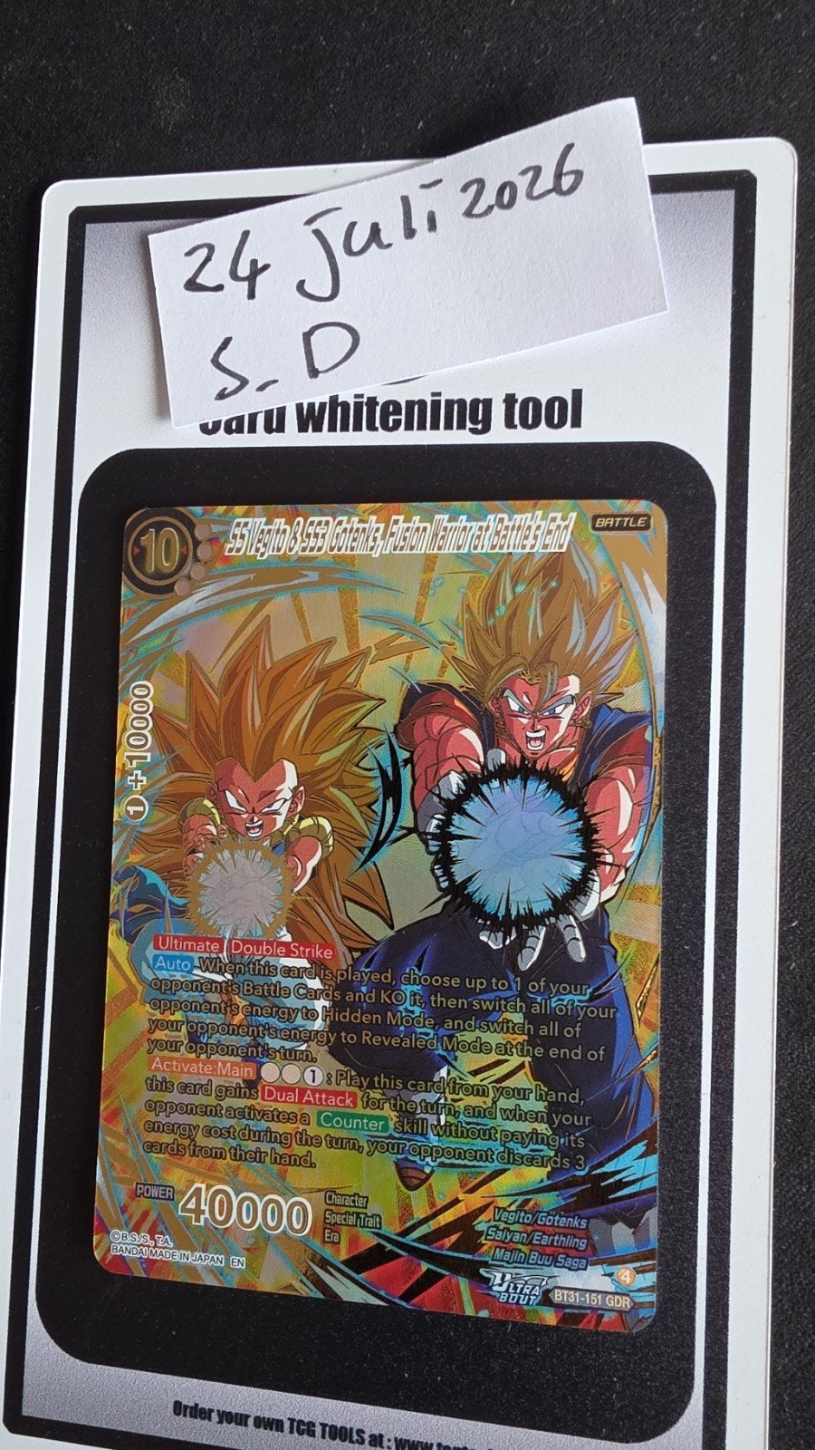 DRAGON BALL Z MASTERS BT31 GOTENKS & VEGITO GDR  plus SCR, Ophalen, Nieuw, Losse kaart, Foil