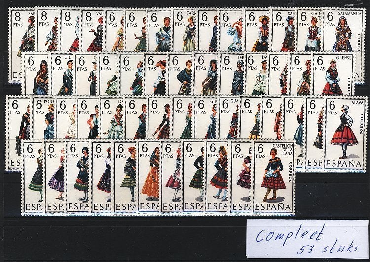 Postfrisse verzameling klederdrachten Spanje., Postzegels en Munten, Postzegels | Europa | Spanje, Postfris, Verzenden