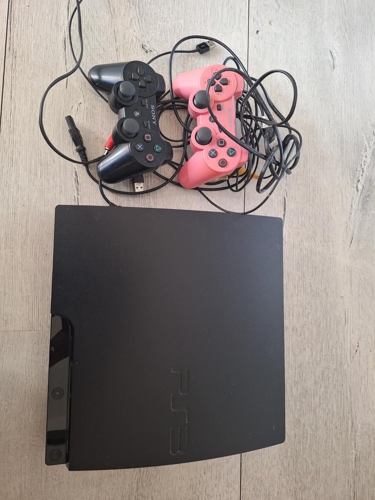 PlayStation 3 Slim met 2 controllers, Spelcomputers en Games, Spelcomputers | Sony PlayStation 3, Ophalen of Verzenden, Gebruikt