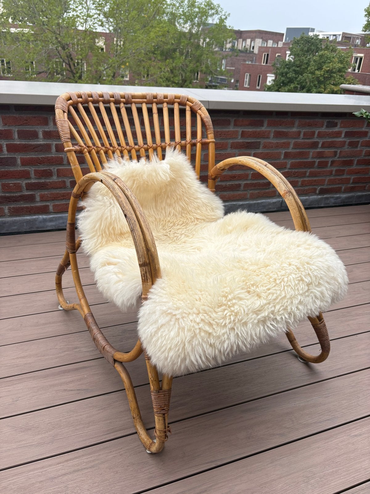 Vintage Rohé Noordwolde rotan stoel, diepe zit, Ophalen of Verzenden