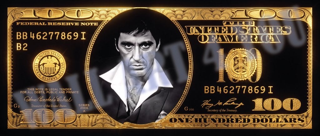 Plexiglas Tony Montana Scarface dollar biljet 175x75cm, Verzenden, Wall Art 4 You, Wall Art 4 You, Nieuw