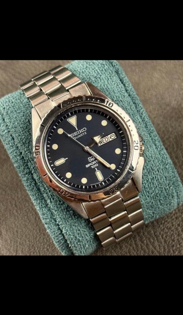 Seiko Quartz Sport 100 Herenhorloge - Vintage, Sieraden, Tassen en Uiterlijk, Horloges | Heren, Seiko, Staal, Polshorloge, Ophalen of Verzenden