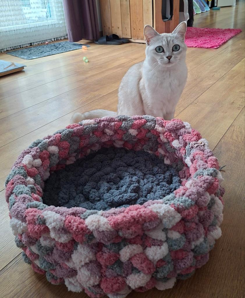 Compact knus kattenmandje - superzacht Chenille wol, Ophalen of Verzenden, Nieuw, Polyester